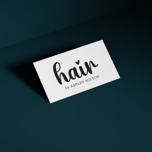 Simple Elegant Black White Bold Hair Stylist Business Card
