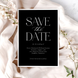 Simple Elegant Black White Calligraphy Script Save The Date