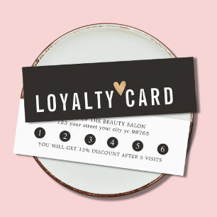 Simple Elegant Black White Faux Gold Heart Loyalty