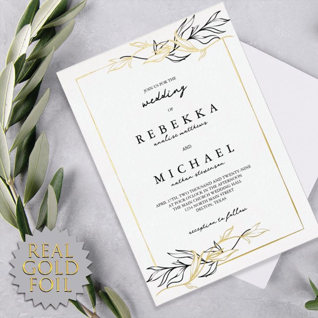 Simple Elegant Black White Foliage Wedding Real  (Creator Uploaded)