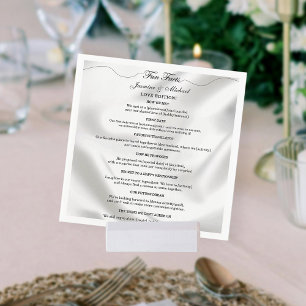 Simple Elegant Black White Fun Facts Chic Wedding  Napkin
