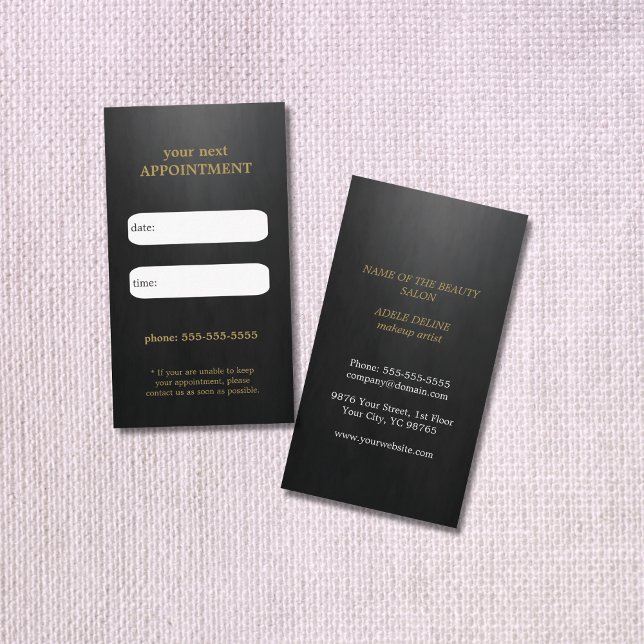 Simple Elegant Black White Gold Appointment Card (Creator Uploaded)