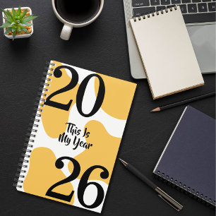 Simple Elegant Black White Gold Bold Year Quote Planner