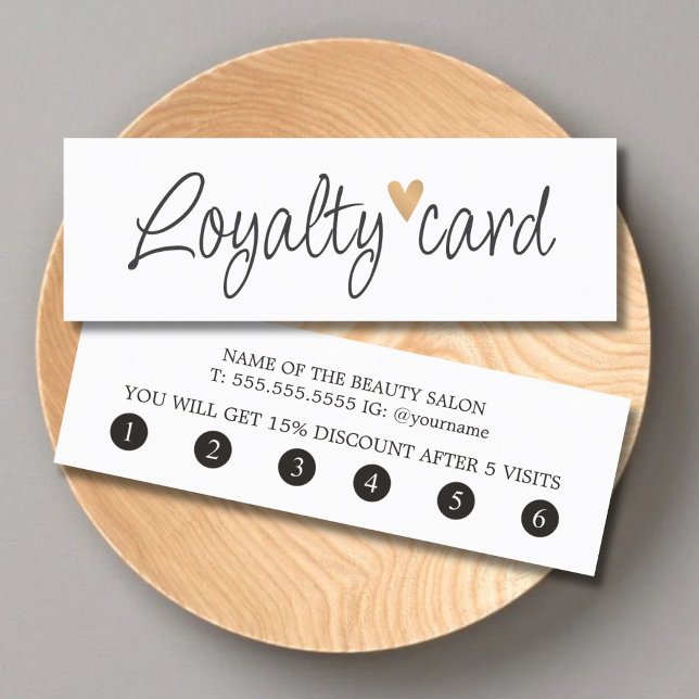 Simple Elegant Black White Gold Heart Loyalty Card (Creator Uploaded)