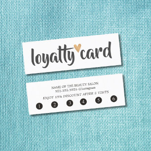 Simple Elegant Black White Gold Heart Loyalty Card