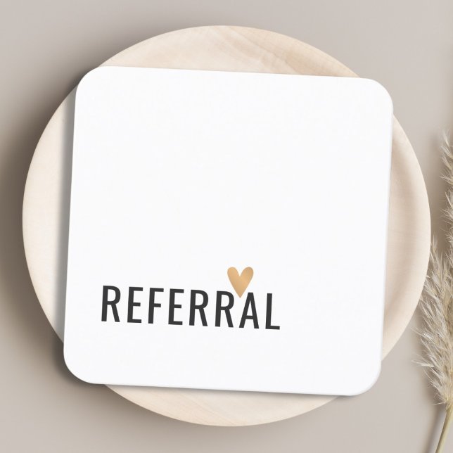 Simple Elegant Black White Gold Heart Referral Card (Creator Uploaded)