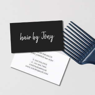 Simple Elegant Black White Hair Stylist Business Card