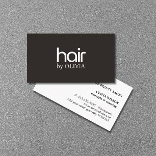 Simple Elegant Black White Hair Stylist Business Card