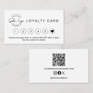 Simple Elegant Black White Heart Business Loyalty Card