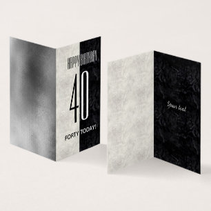 Simple Elegant Black & White Marble 40th Birthday