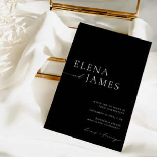 Simple Elegant Black & White Minimalist Wedding  Invitation
