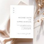 Simple Elegant Black & White Minimalist Wedding Invitation<br><div class="desc">Get ready to set the tone for your big day with our "Simple Elegant Black & White Minimalist Wedding Invitation" template. This design perfectly captures the essence of modern sophistication, with its clean lines, classic serif fonts, and crisp black and white color palette. The hand lettered calligraphy script adds a...</div>