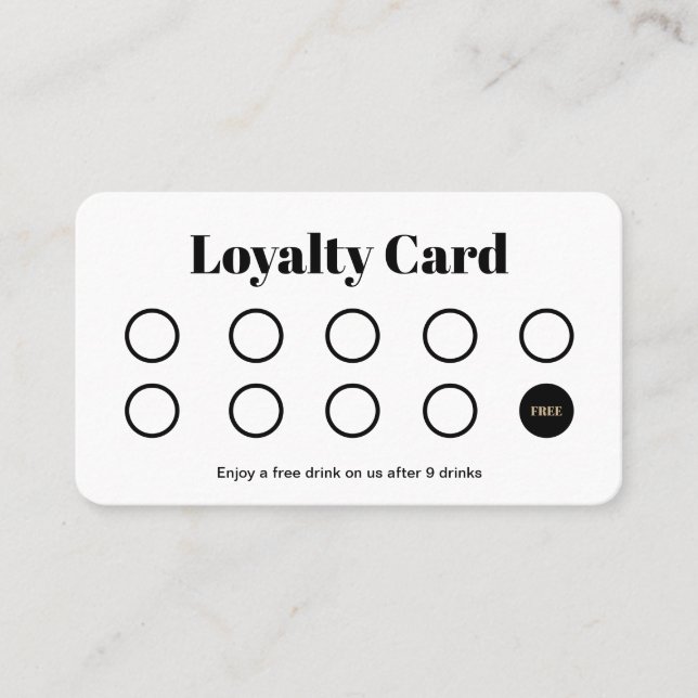 Simple Elegant Black White Modern Loyalty Card (Front)