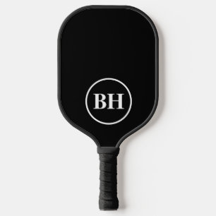 Simple Elegant Black White Monogram Custom Pickleb Pickleball Paddle