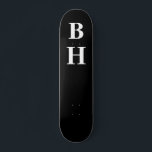Simple Elegant Black White Monogram Custom Skateboard<br><div class="desc">Elegant black and white monogram skateboard. Perfect for birthday. Personalise with your initial and name.</div>