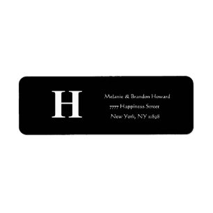 Simple Elegant Black White Monogram Initial return Address Label