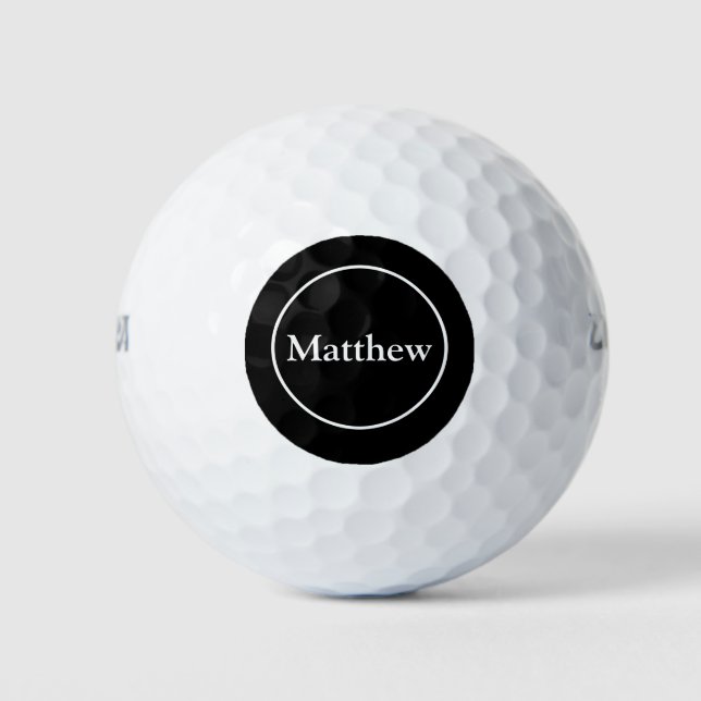 Simple Elegant Black White Monogram Modern Initial Golf Balls (Front)
