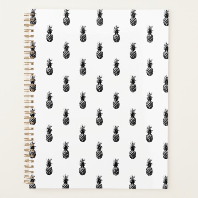 Simple Elegant black white Pineapple 2025 Planner (Front)