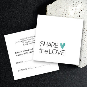 Simple Elegant Black White Teal Heart Referral Card