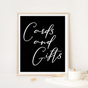 Simple Elegant Black White Wedding Cards Gifts Poster