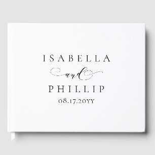Simple elegant black white wedding guest book