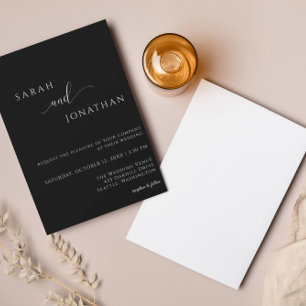 Simple Elegant Black & White Wedding Invitation