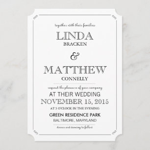 Simple Elegant Black & White Wedding Invitation