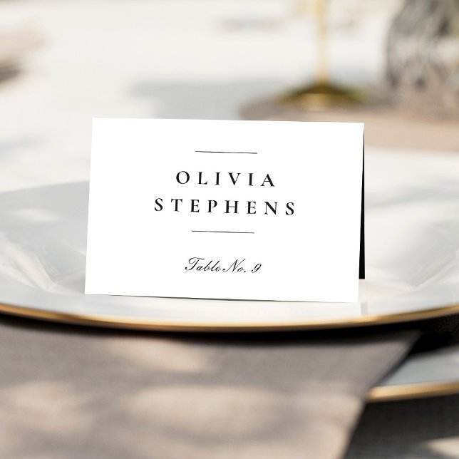 Simple elegant black white wedding place card (Creator Uploaded)