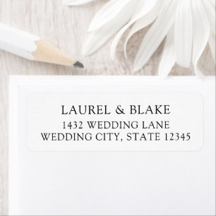 Simple Elegant Black White Wedding Return Address Label