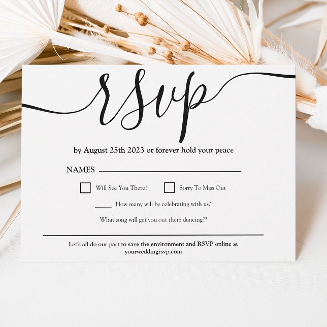 Simple elegant black white wedding rsvp  invitation (Simple elegant black white wedding rsvp invitation)