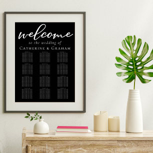 Simple Elegant Black White Wedding Seating Chart