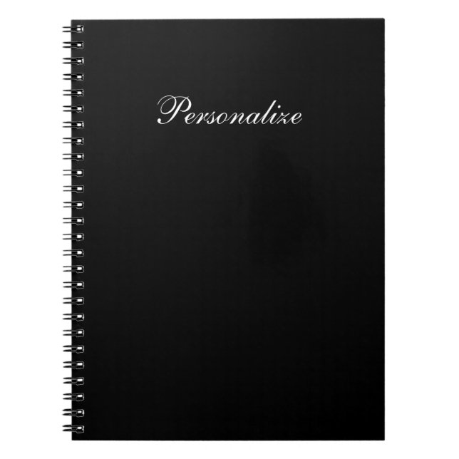 Simple Elegant Black Writing Journal Personalised  (Front)