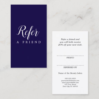 Simple elegant blue and white  referral card