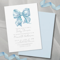 Simple Elegant Blue Bow Baby Shower
