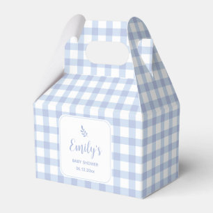 Simple Elegant Blue Gingham Plaid Boy Baby Shower Favour Box