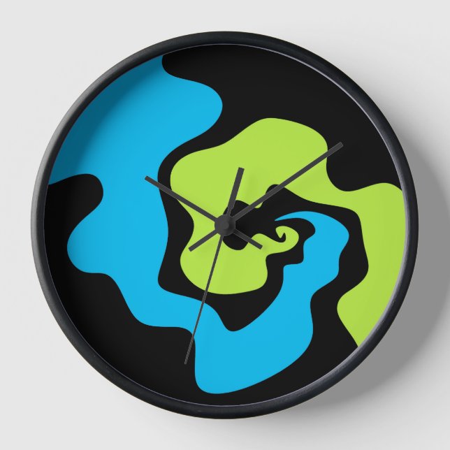 Simple elegant Blue green black Abstract shapes Wall Clock (Front)