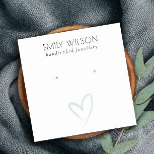 Simple Elegant Blue Heart Stud Earring Display Square Business Card