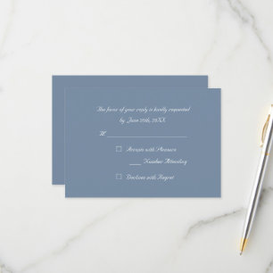 Simple Elegant Blue Party RSVP Invitation Card