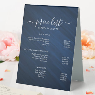 Simple Elegant Blue Salon Price List
