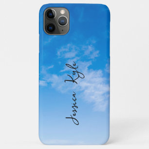 Simple Elegant Blue Sky Typography Name iPhone 11 Pro Max Case