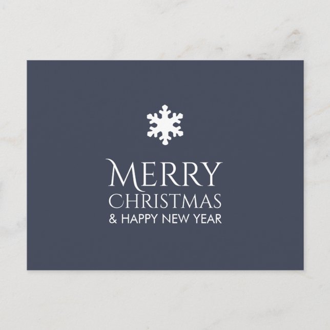 Simple Elegant Blue Snowflake Xmas Holiday Postcard (Front)