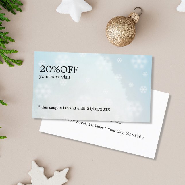 Simple Elegant Blue Snowflakes Beauty Coupon (Creator Uploaded)