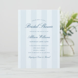 Simple Elegant Blue Striped Bridal Shower Invitation