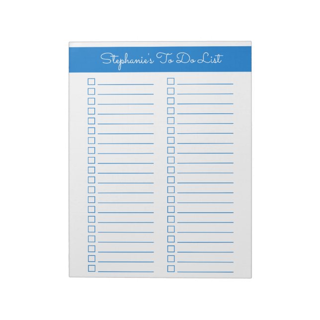 Simple Elegant Blue Vertical 8.5x11 Two Column Notepad (Rotated)