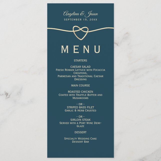 Simple Elegant Blue Wedding Menu (Front)