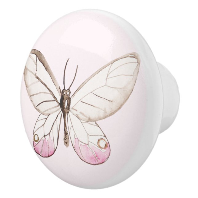 Simple & Elegant Blush Butterfly Ceramic Knob (Right)