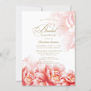 Simple Elegant Blush Floral Gold Bridal Shower Invitation