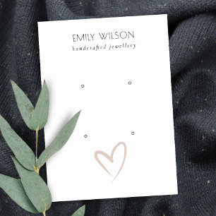 Simple Elegant Blush Heart 2 Stud Earring Display Business Card