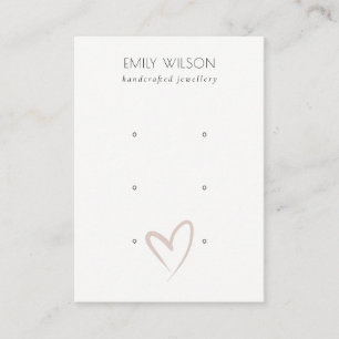 Simple Elegant Blush Heart 3 Stud Earring Display Business Card