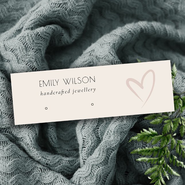 Simple Elegant Blush Heart Stud Earring Display Mini Business Card (Creator Uploaded)